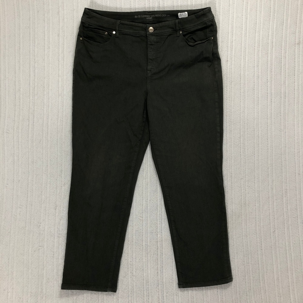 CHICOS The SO Slimming Girlfriend Crop Pants Olive Green Size 12